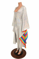 Silvery White & Rainbow Batwing Catsuit - Coquetry Clothing