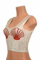 Silvery White Seashell Crop Top - Coquetry Clothing