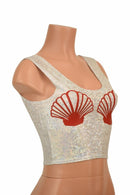 Silvery White Seashell Crop Top - Coquetry Clothing