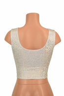 Silvery White Seashell Crop Top - Coquetry Clothing