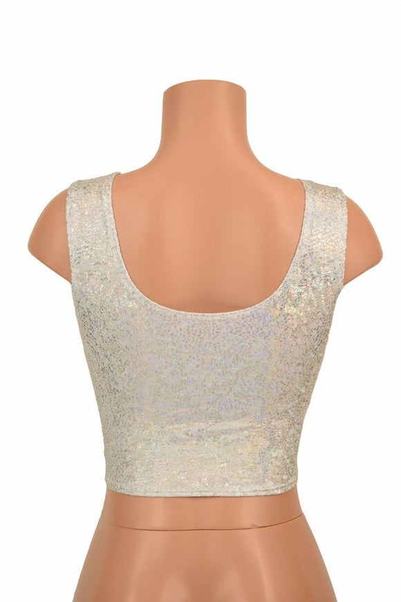 Silvery White Seashell Crop Top - Coquetry Clothing