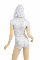 Silvery Zipper Front Hoodie Romper - Coquetry Clothing