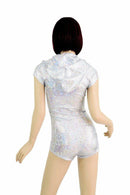 Silvery Zipper Front Hoodie Romper - Coquetry Clothing