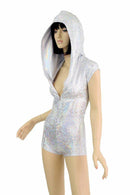 Silvery Zipper Front Hoodie Romper - Coquetry Clothing
