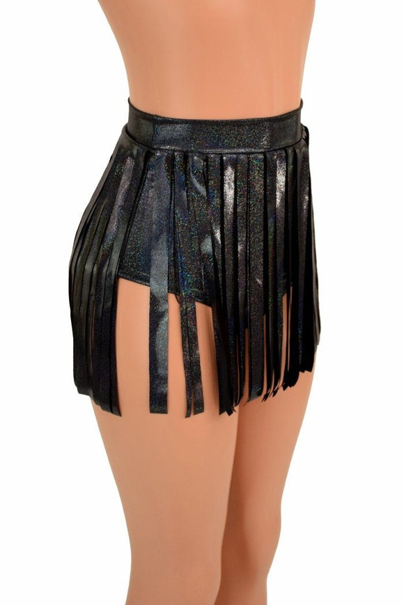 Siren 12" Gladiator Shorts in Black Holo - Coquetry Clothing