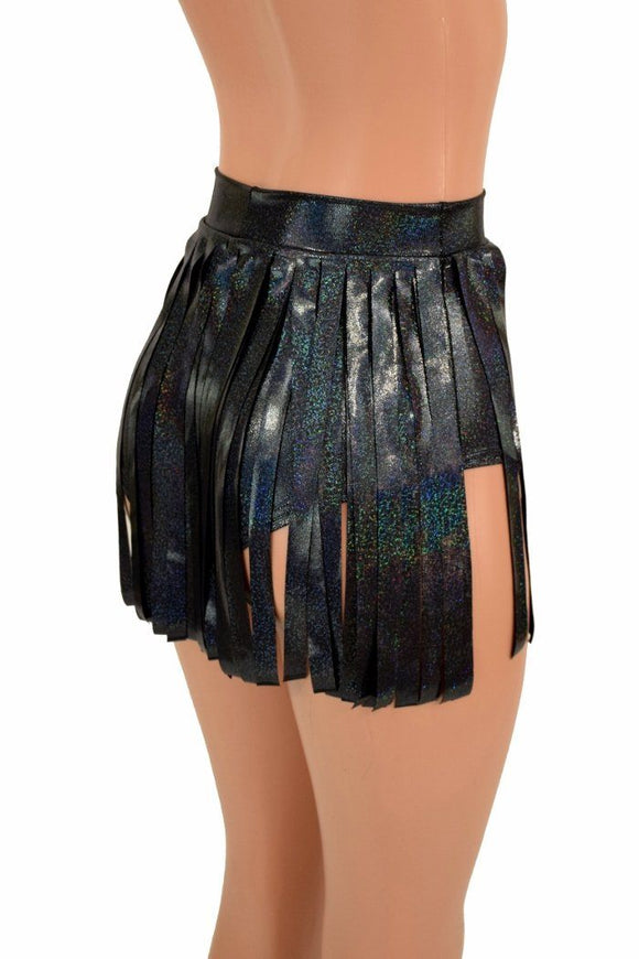 Siren 12" Gladiator Shorts in Black Holo - Coquetry Clothing