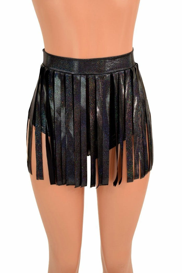 Siren 12" Gladiator Shorts in Black Holo - Coquetry Clothing