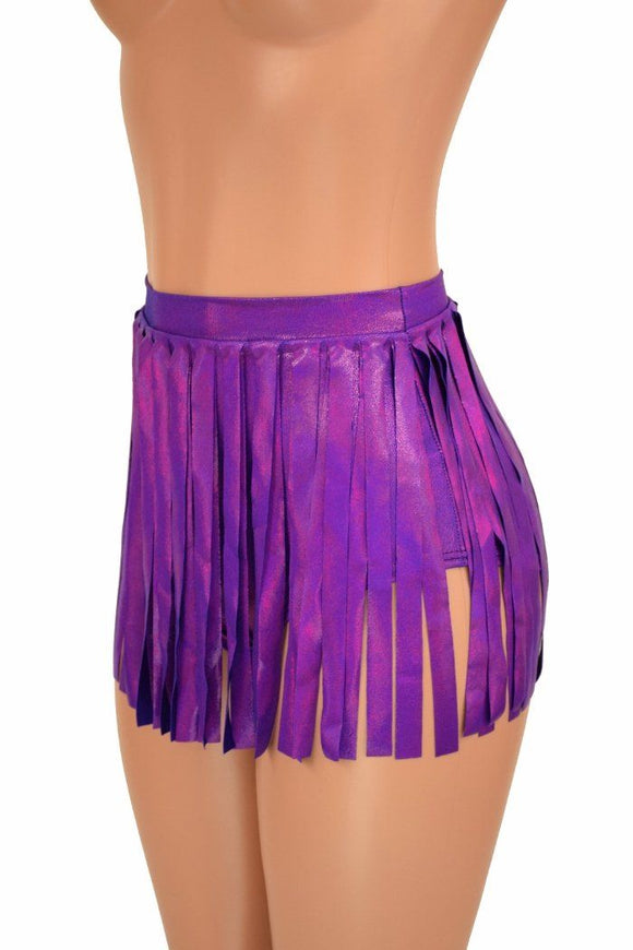 Siren Gladiator Shorts in Grape Holo - Coquetry Clothing