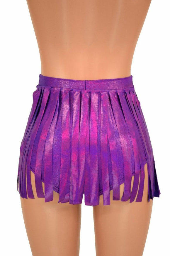 Siren Gladiator Shorts in Grape Holo - Coquetry Clothing