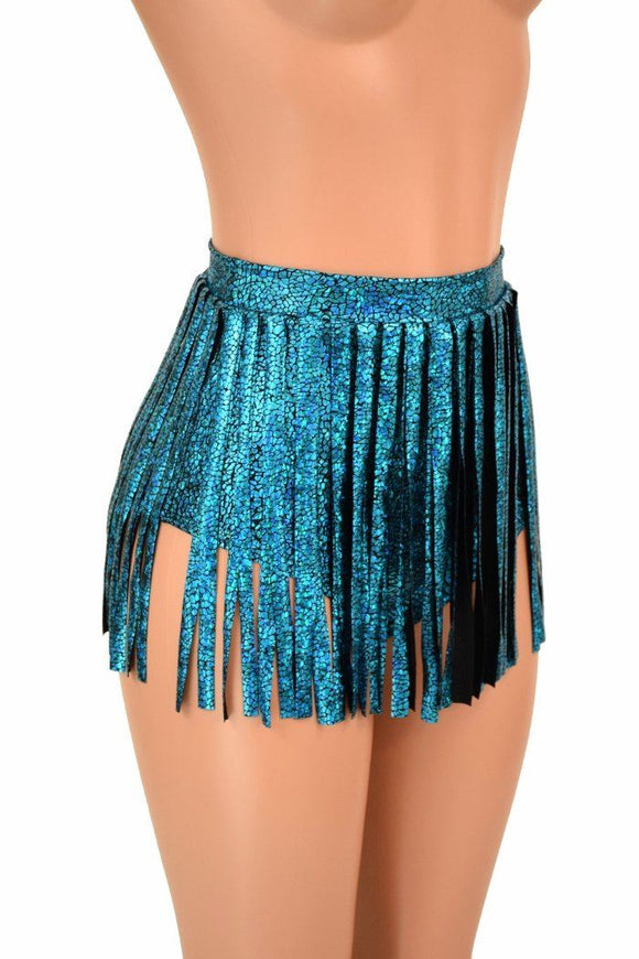 Siren Gladiator Shorts in Turquoise Shattered Glass - Coquetry Clothing