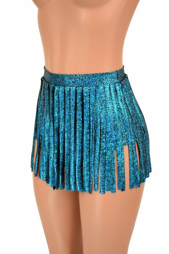 Siren Gladiator Shorts in Turquoise Shattered Glass - Coquetry Clothing