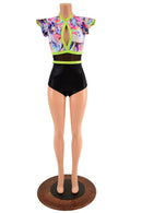 Siren Romper with Keyhole and Mesh Waistband - Coquetry Clothing