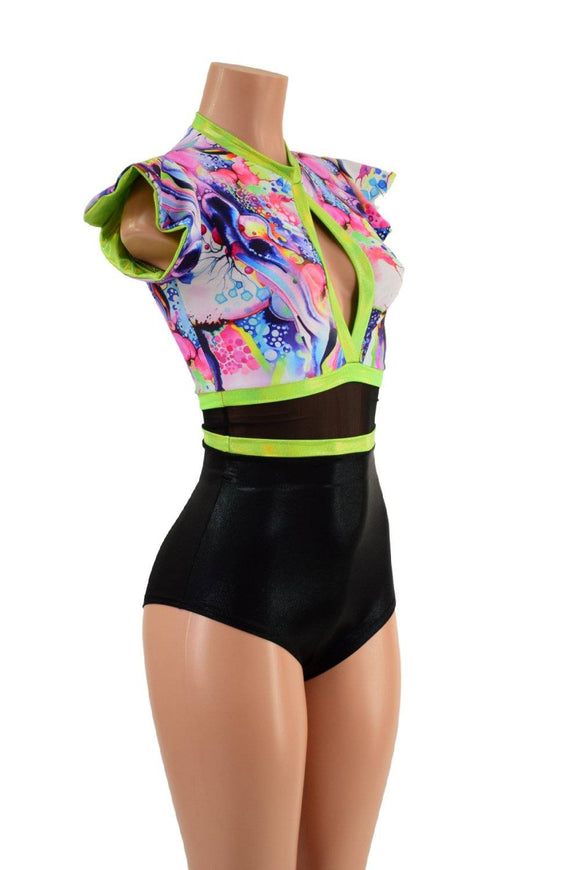 Siren Romper with Keyhole and Mesh Waistband - Coquetry Clothing