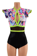 Siren Romper with Keyhole and Mesh Waistband - Coquetry Clothing
