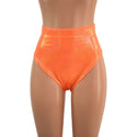Neon Orange Sparkly Jewel High Waist Siren Shorts with Brazilian Cut Leg - 4