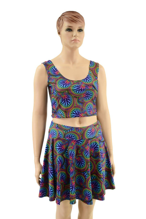 Skater Skirt and Crop Tank Set in Radioactive - Coquetry Clothing