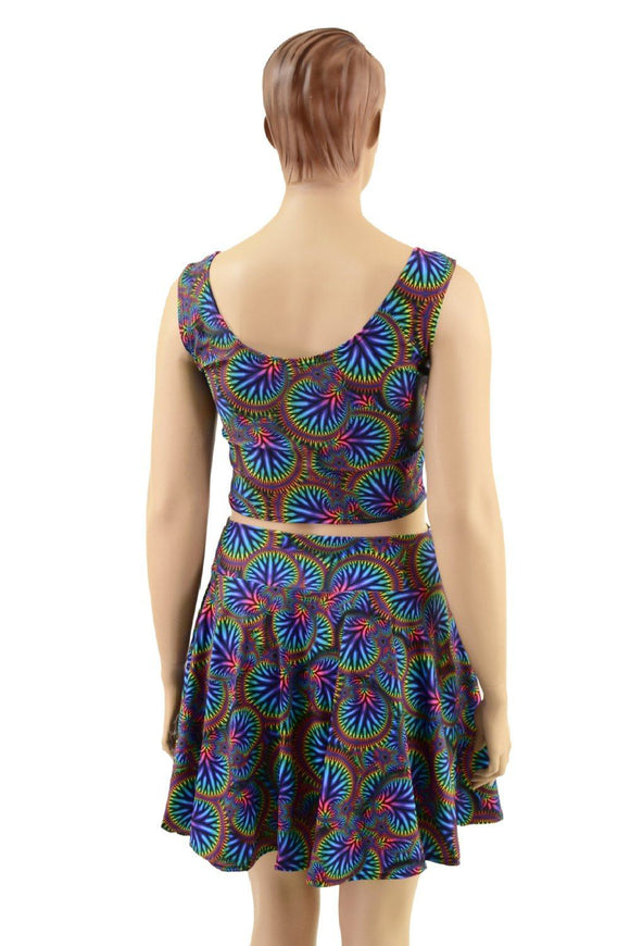Skater Skirt and Crop Tank Set in Radioactive - Coquetry Clothing