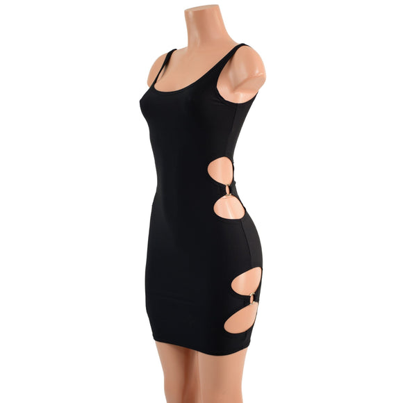 Skinny Strap Bodycon Tank Dress with O - Ring Cutouts - Coquetry Clothing