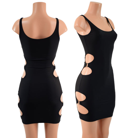 Skinny Strap Bodycon Tank Dress with O - Ring Cutouts - Coquetry Clothing