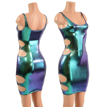 Skinny Strap Bodycon Tank Dress with O - Ring Cutouts - Coquetry Clothing