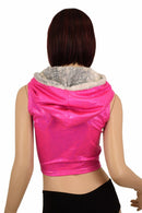 Sleeveless Crop Hoodie with Minky Pom Poms - Coquetry Clothing