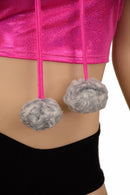 Sleeveless Crop Hoodie with Minky Pom Poms - Coquetry Clothing
