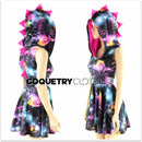 Sleeveless Dragon Hoodie Skater Dress - Coquetry Clothing