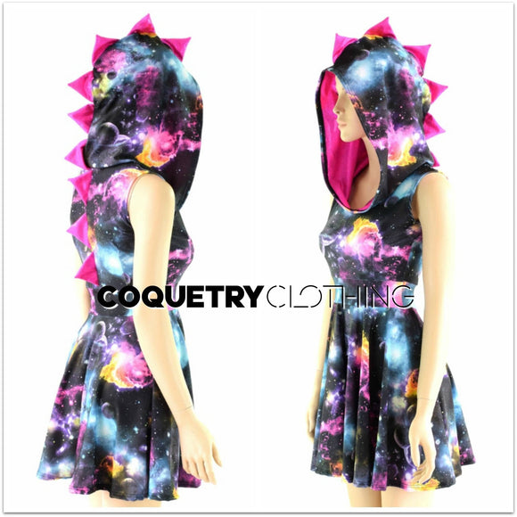 Sleeveless Dragon Hoodie Skater Dress - Coquetry Clothing