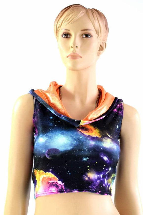 Sleeveless Galaxy Crop Hoodie - Coquetry Clothing