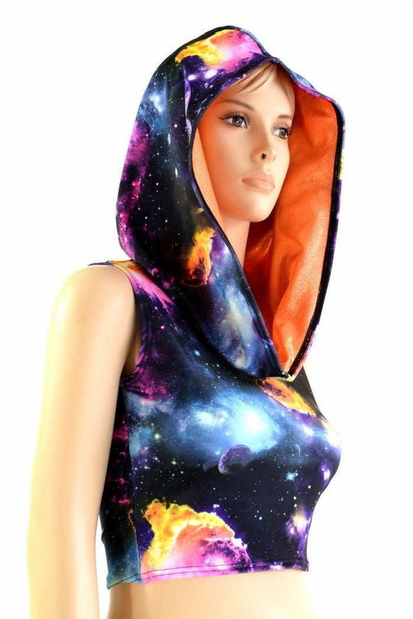 Sleeveless Galaxy Crop Hoodie - Coquetry Clothing