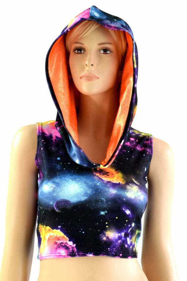 Sleeveless Galaxy Crop Hoodie - 4