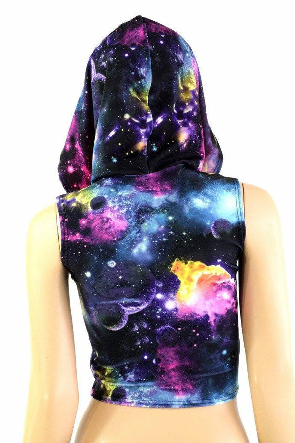 Sleeveless Galaxy Crop Hoodie - 5
