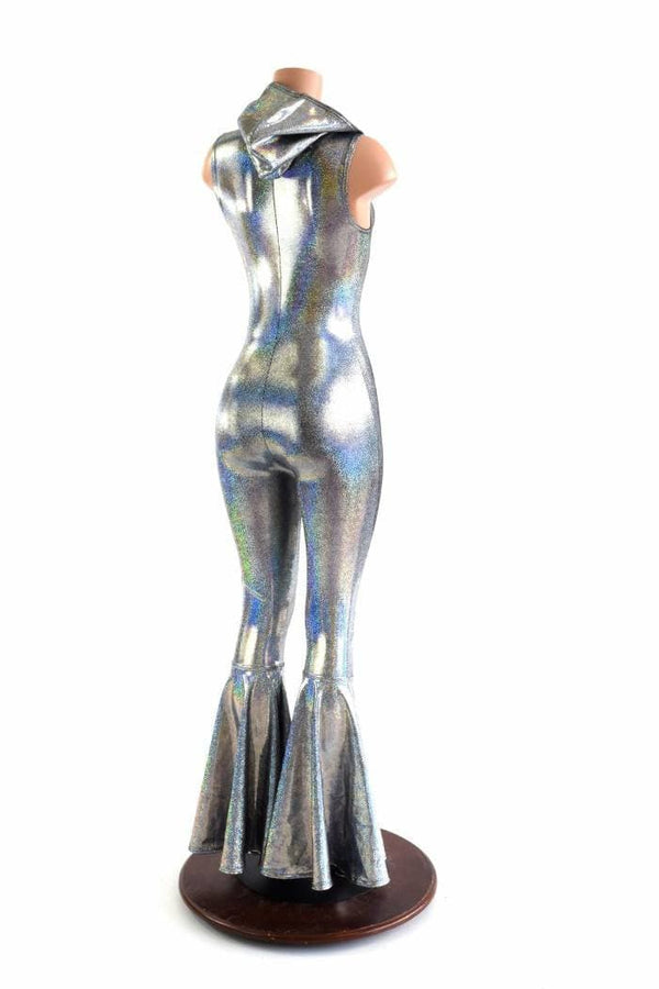 Sleeveless Hooded Bell Bottom Flare Catsuit - 2