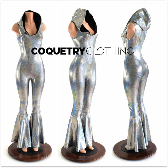 Sleeveless Hooded Bell Bottom Flare Catsuit - Coquetry Clothing