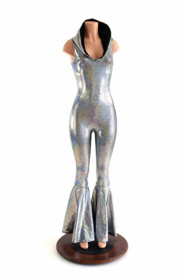 Sleeveless Hooded Bell Bottom Flare Catsuit - 5