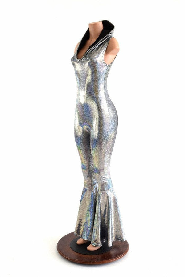 Sleeveless Hooded Bell Bottom Flare Catsuit - 4