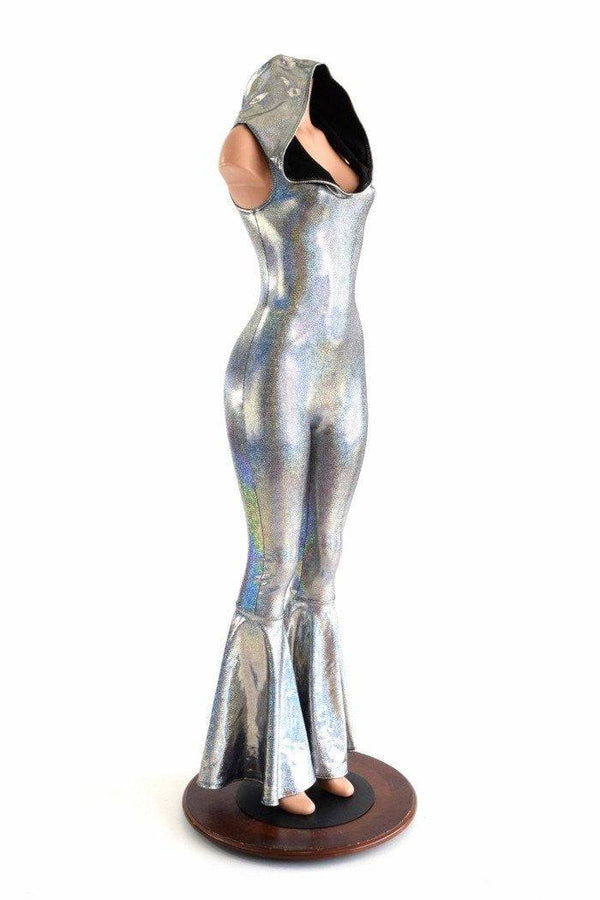 Sleeveless Hooded Bell Bottom Flare Catsuit - 1