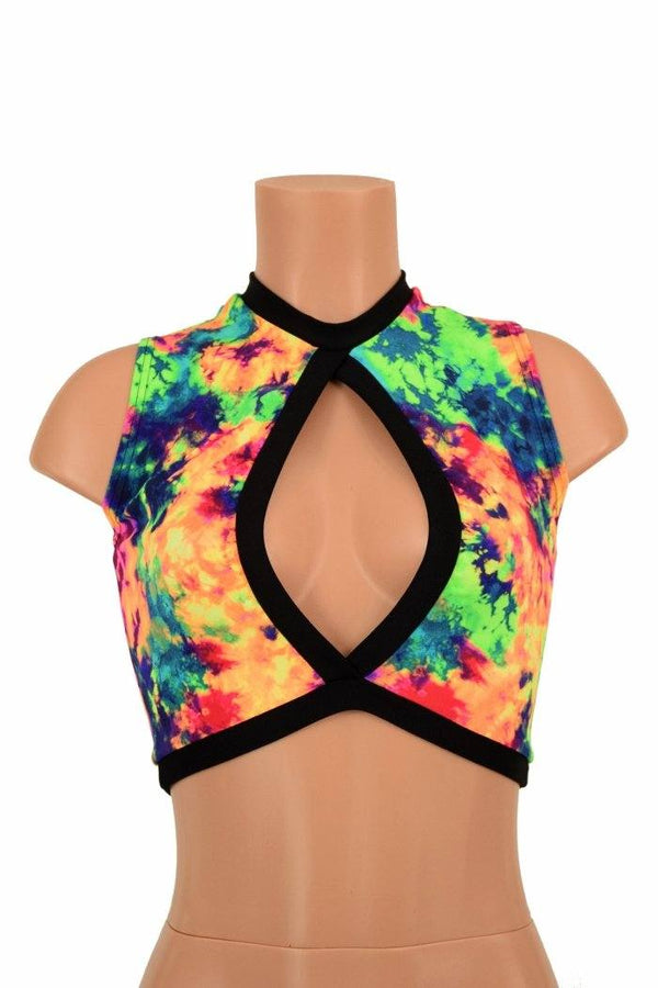 Sleeveless Keyhole Top in Acid Splash - 1