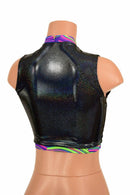 Sleeveless Keyhole Top in Black Holo - Coquetry Clothing