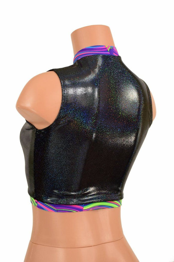 Sleeveless Keyhole Top in Black Holo - Coquetry Clothing