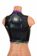 Sleeveless Keyhole Top in Black Holo - 3