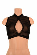 Sleeveless Keyhole Top in Black Mesh - 1