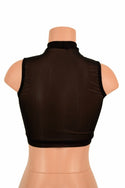Sleeveless Keyhole Top in Black Mesh - 3