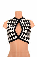 Sleeveless Keyhole Top in Diamond Print - 1