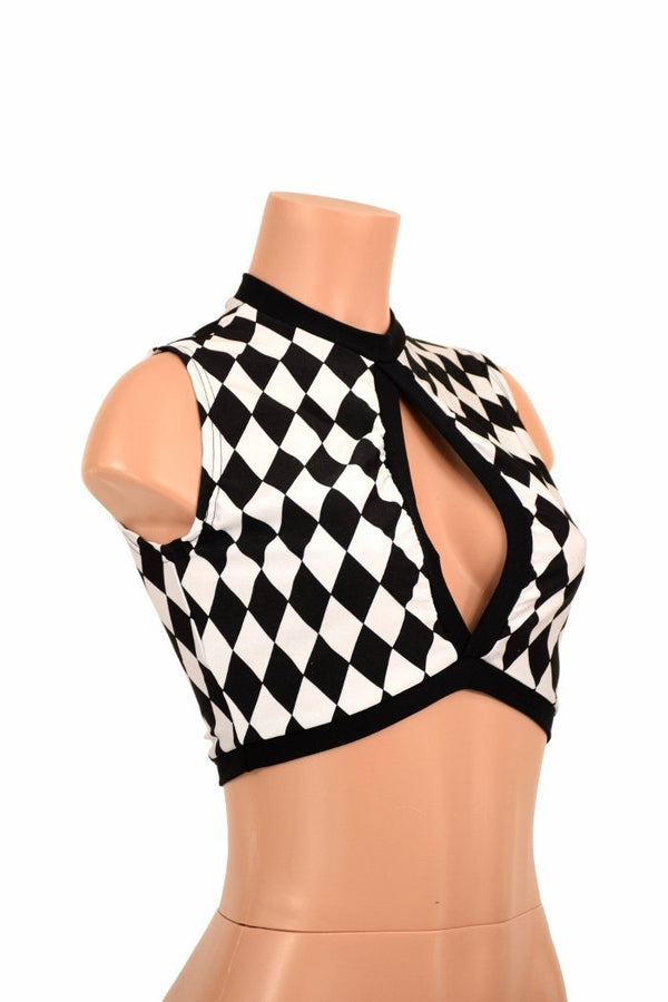 Sleeveless Keyhole Top in Diamond Print - 2