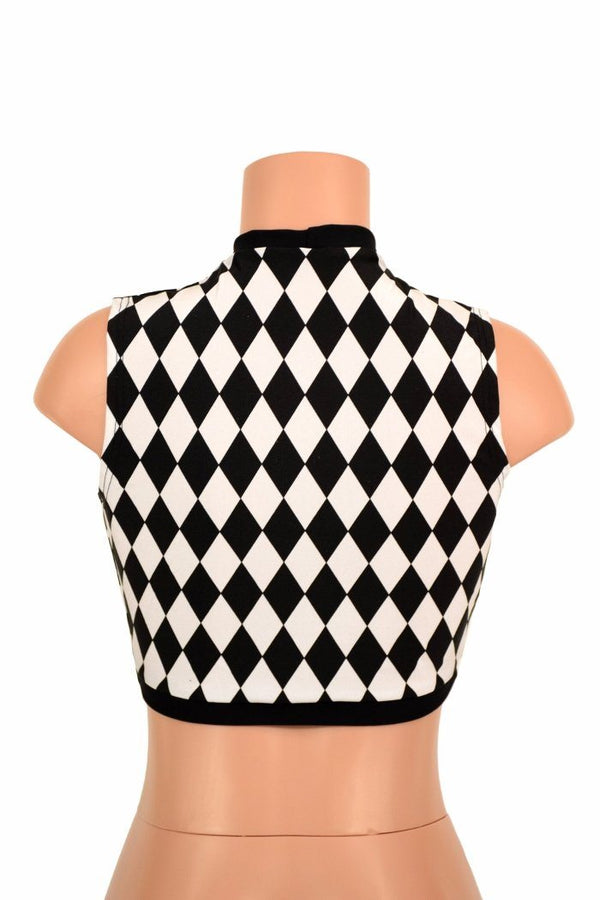 Sleeveless Keyhole Top in Diamond Print - 3