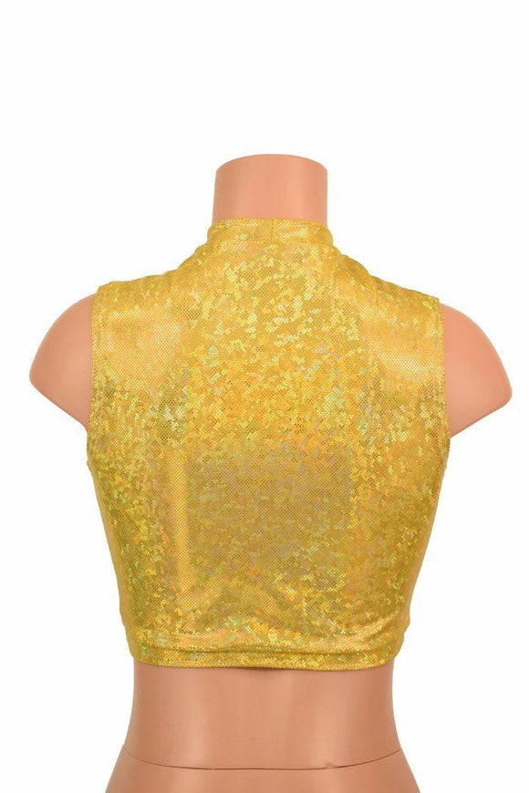 Sleeveless Keyhole Top in Gold Kaleidoscope - Coquetry Clothing