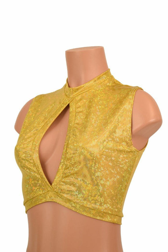 Sleeveless Keyhole Top in Gold Kaleidoscope - Coquetry Clothing