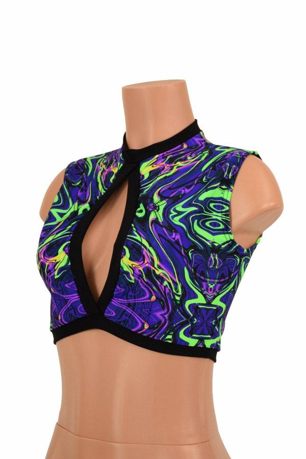 Sleeveless Keyhole Top in Neon Melt - 4