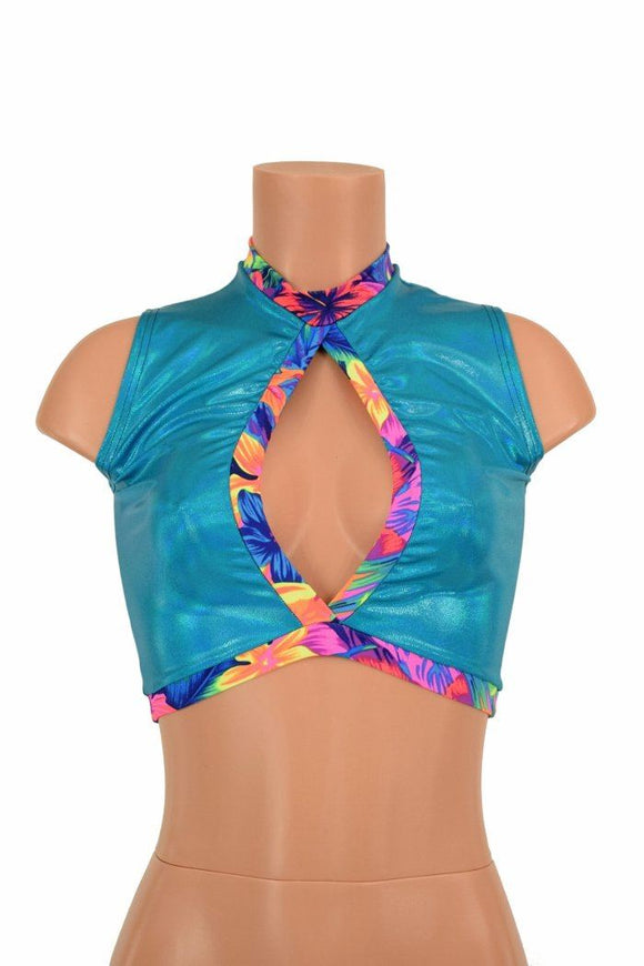 Sleeveless Keyhole Top in Peacock - Coquetry Clothing